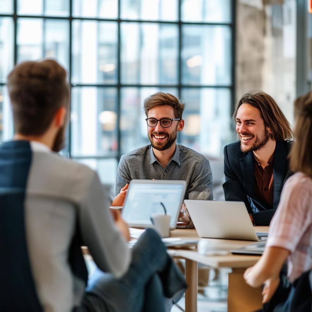 A group of millenial professionals discussing business with a client-4